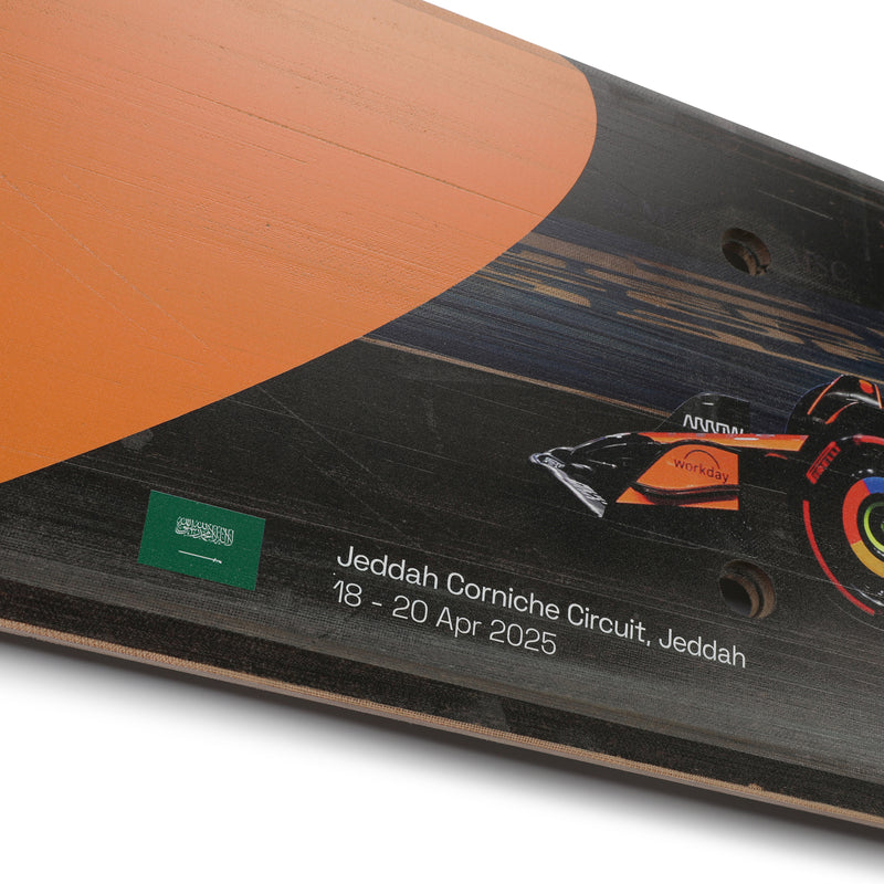 Oscar Piastri 2025 McLaren Race F1 Team Grand Prix Used Rear Skid Plank Wall Art - Saudi Arabian GP