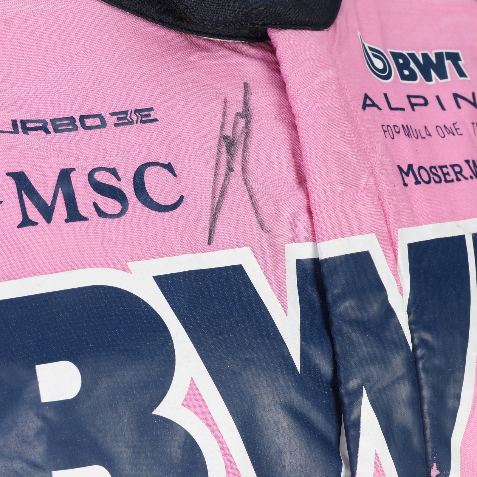 The Miami Auction LOT 009 - Pierre Gasly Signed 2025 race Used BWT Alpine Formula one Team Suit - Austin GP