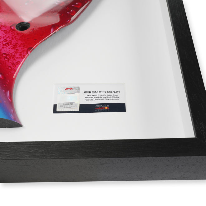 Red Bull Racing 2010 Grand Prix Used RB6 Righthand Rear Wing Endplate - Red Bull Cola Branding