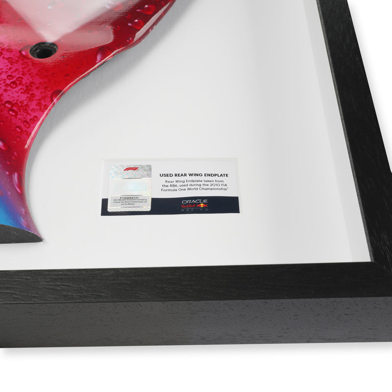 Red Bull Racing 2010 Grand Prix Used RB6 Righthand Rear Wing Endplate - Red Bull Cola Branding