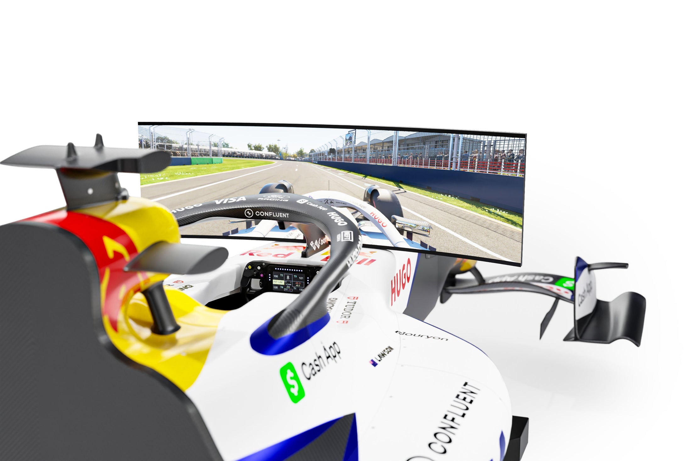 Racing Bulls F1 Team simulator 2026 premium racing cockpit immersive motorsport simulation display