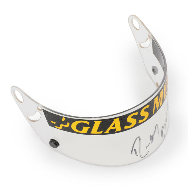 LOT 750 - Rubens Barichello Signed 1994 Sasol Jordan Grand Prix Used Helmet Visor - Belgian GP