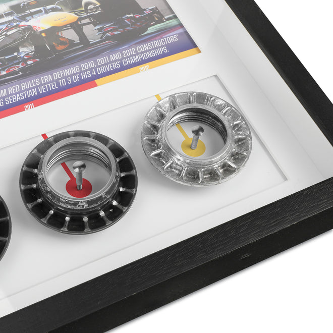Sebastian Vettel Framed Grand Prix Used Red Bull Racing Wheel Nuts