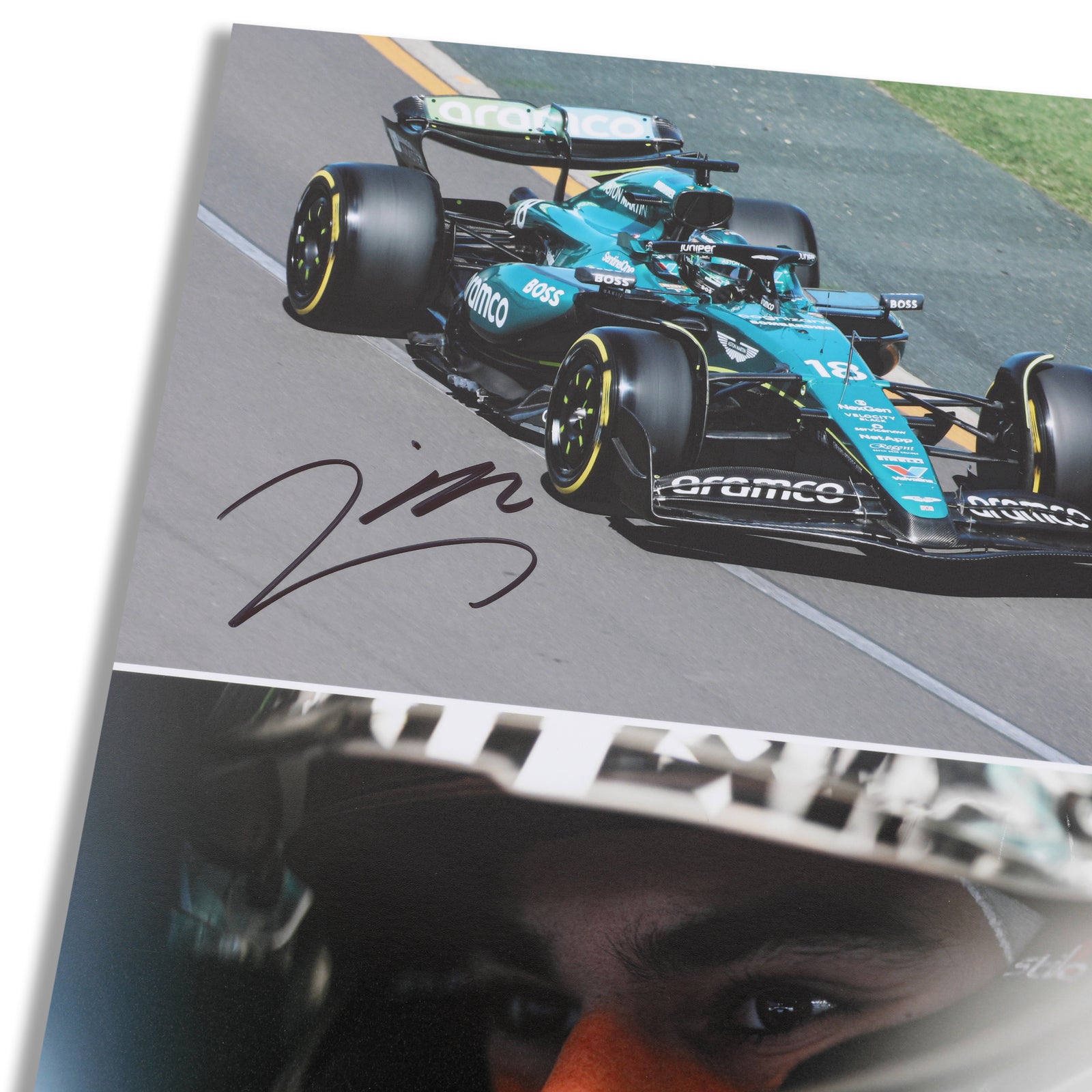 LOT 609 - Lance Stroll 2024 Aston Martin Aramco Signed Poster  - Make A Wish