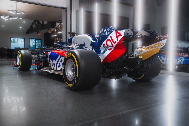 Toro Rosso STR14-04 P2 finishing authentic rolling chassis from the 2019 Formula 1 championship, collector display