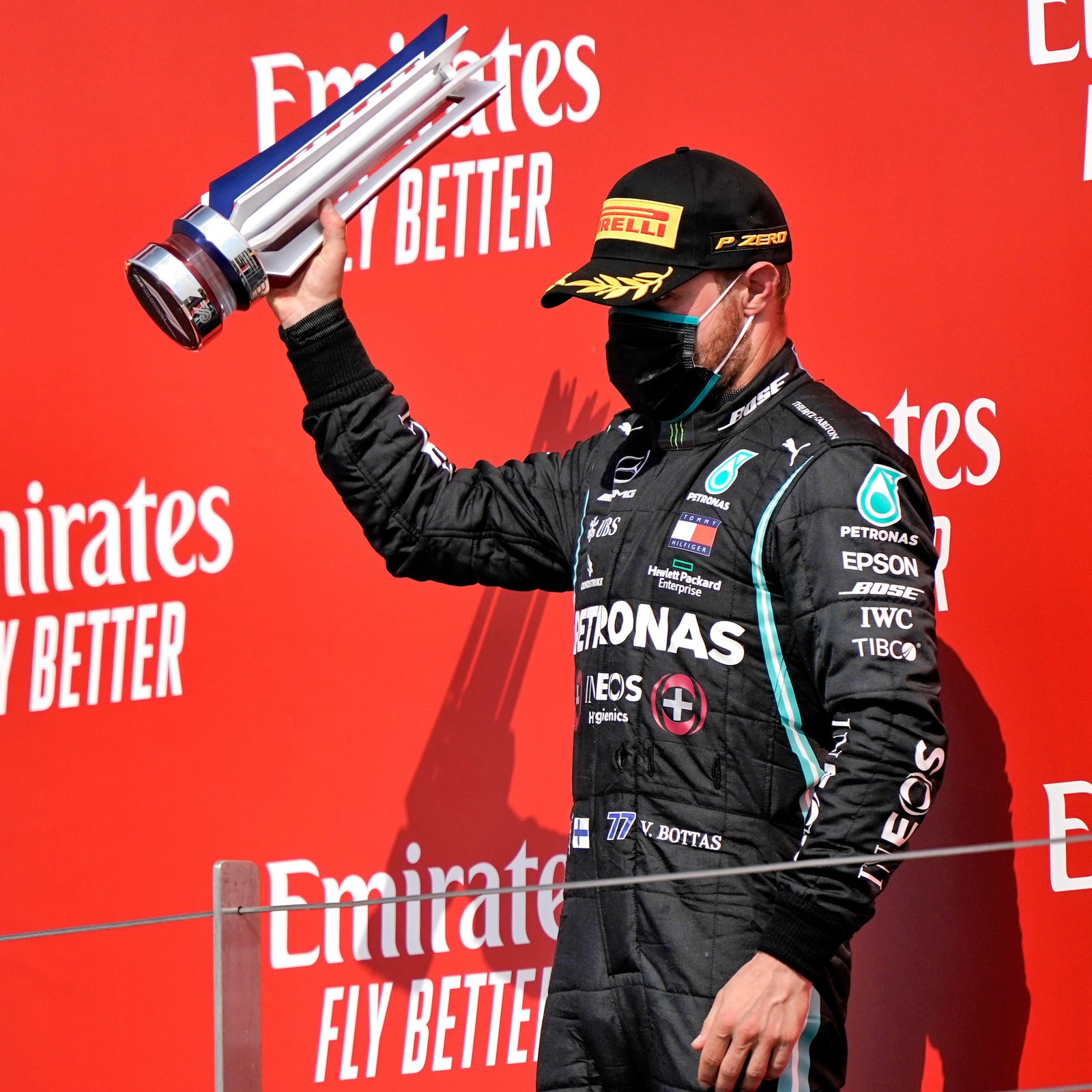 The Silverstone Auction LOT 006 - Valtteri Bottas 2020 Race Weekend Used Suit - 70th Anniversary GP