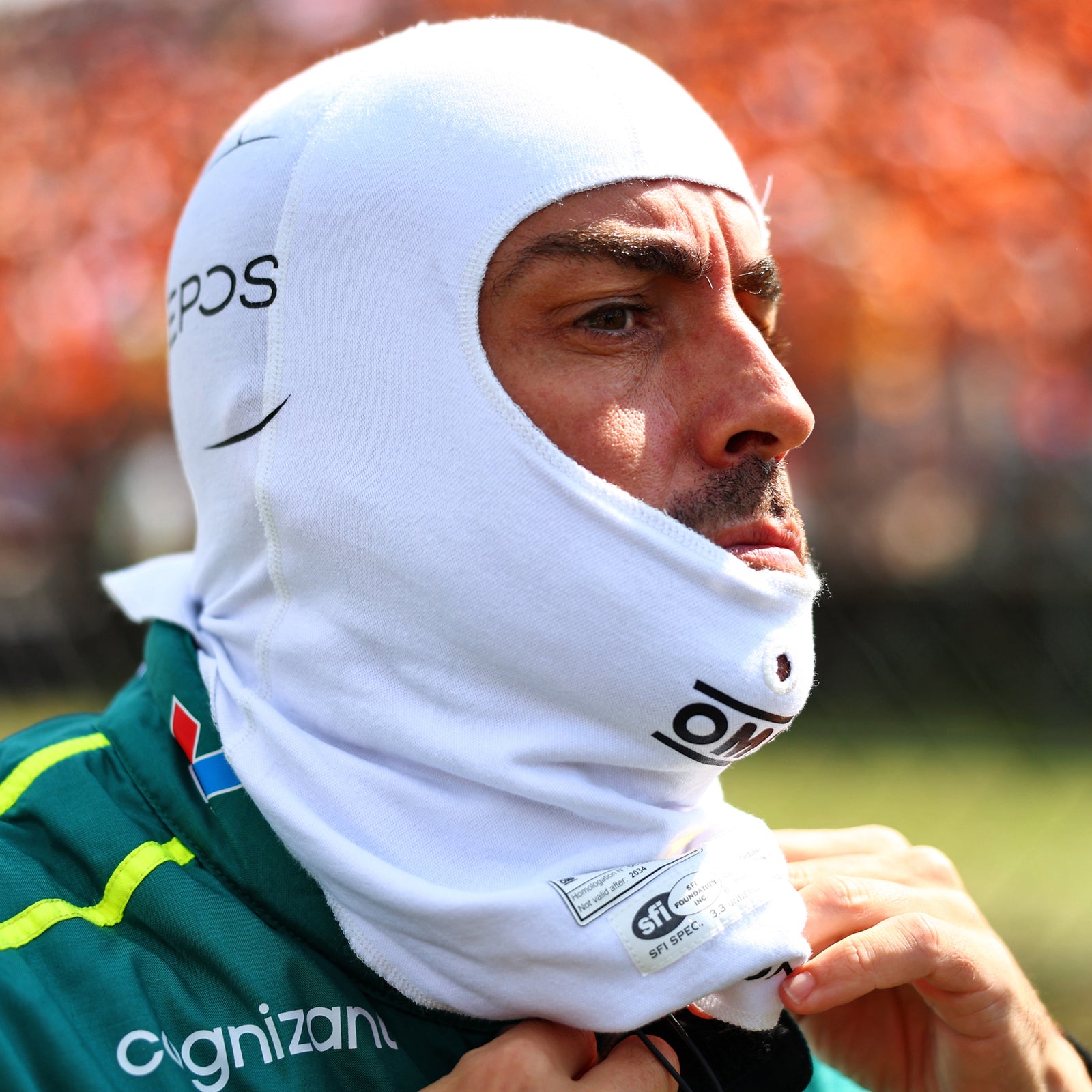 Season Launch LOT 172 - Fernando Alonso 2024 Aston Martin Aramco Formula One Team Balaclava – Grand Prix Used