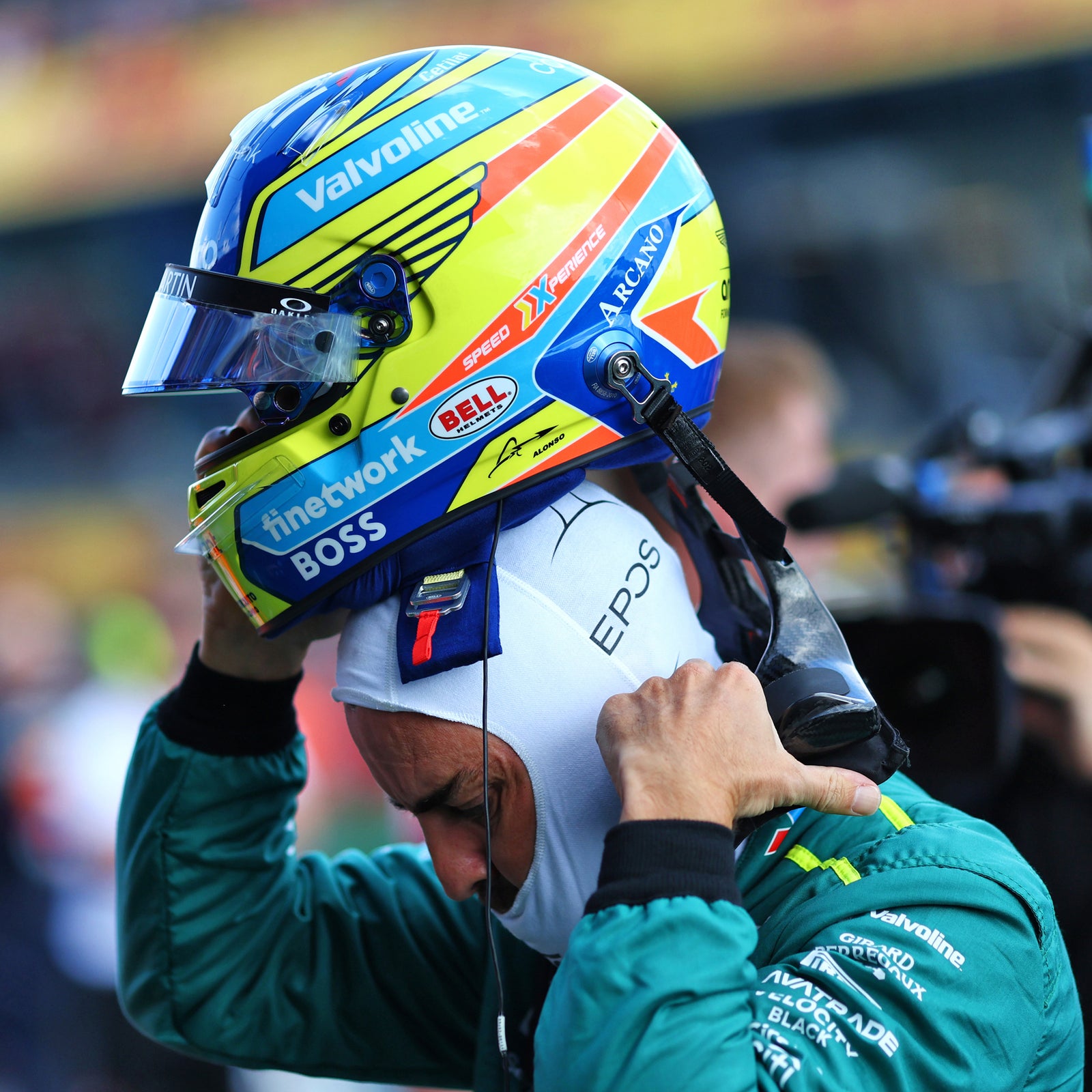 Season Launch LOT 172 - Fernando Alonso 2024 Aston Martin Aramco Formula One Team Balaclava – Grand Prix Used