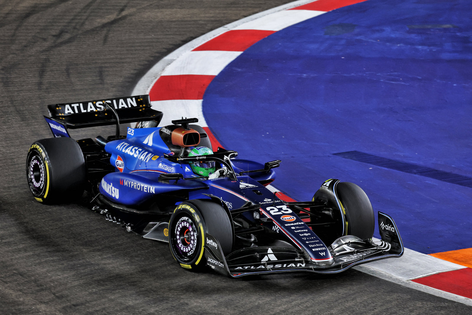 LOT 507 - Alex Albon Signed 2025 Atlassian Williams Racing Helmet – Singapore GP Used