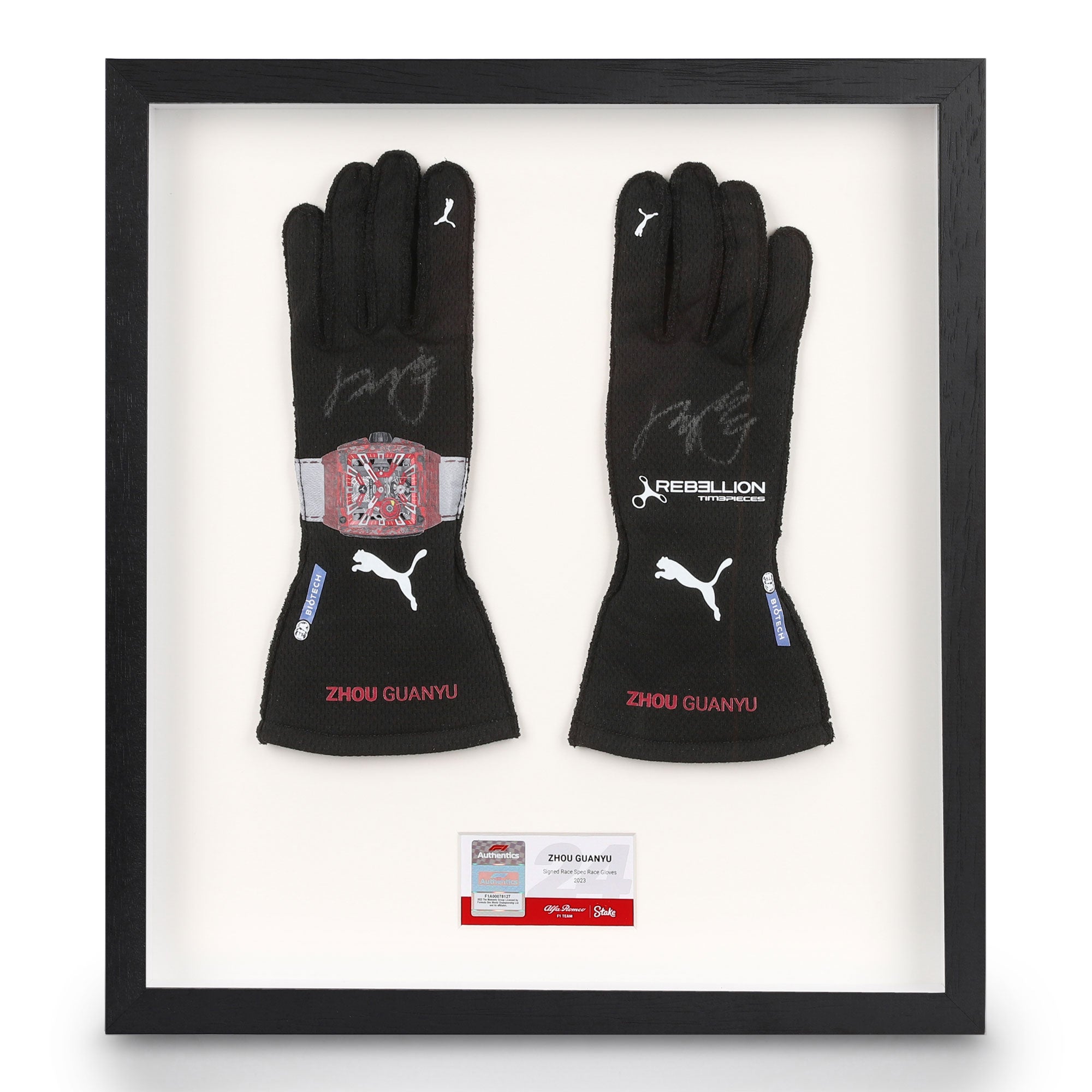 Zhou Guanyu 2023 Alfa Romeo F1 Team Stake Signed Race Spec Gloves