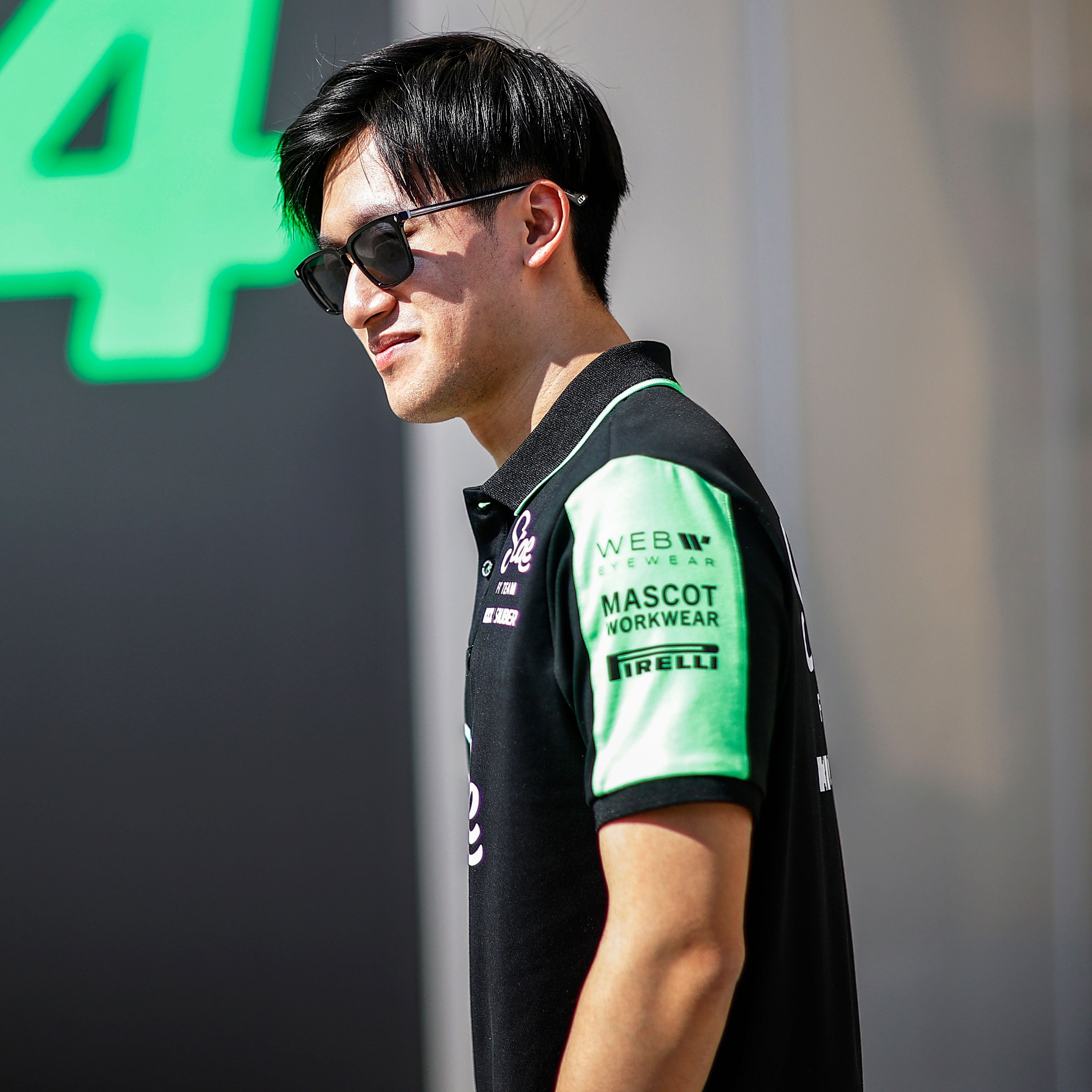Zhou Gyuanu 2024 Signed Stake F1 Team Kick Sauber Polo Shirt