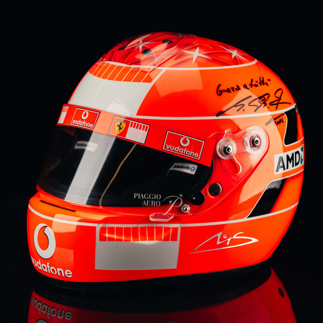 The Austin Auction LOT 025 - Michael Schumacher Signed 2006 Ferrari-Design Replica Helmet – Limited Edition 017/150