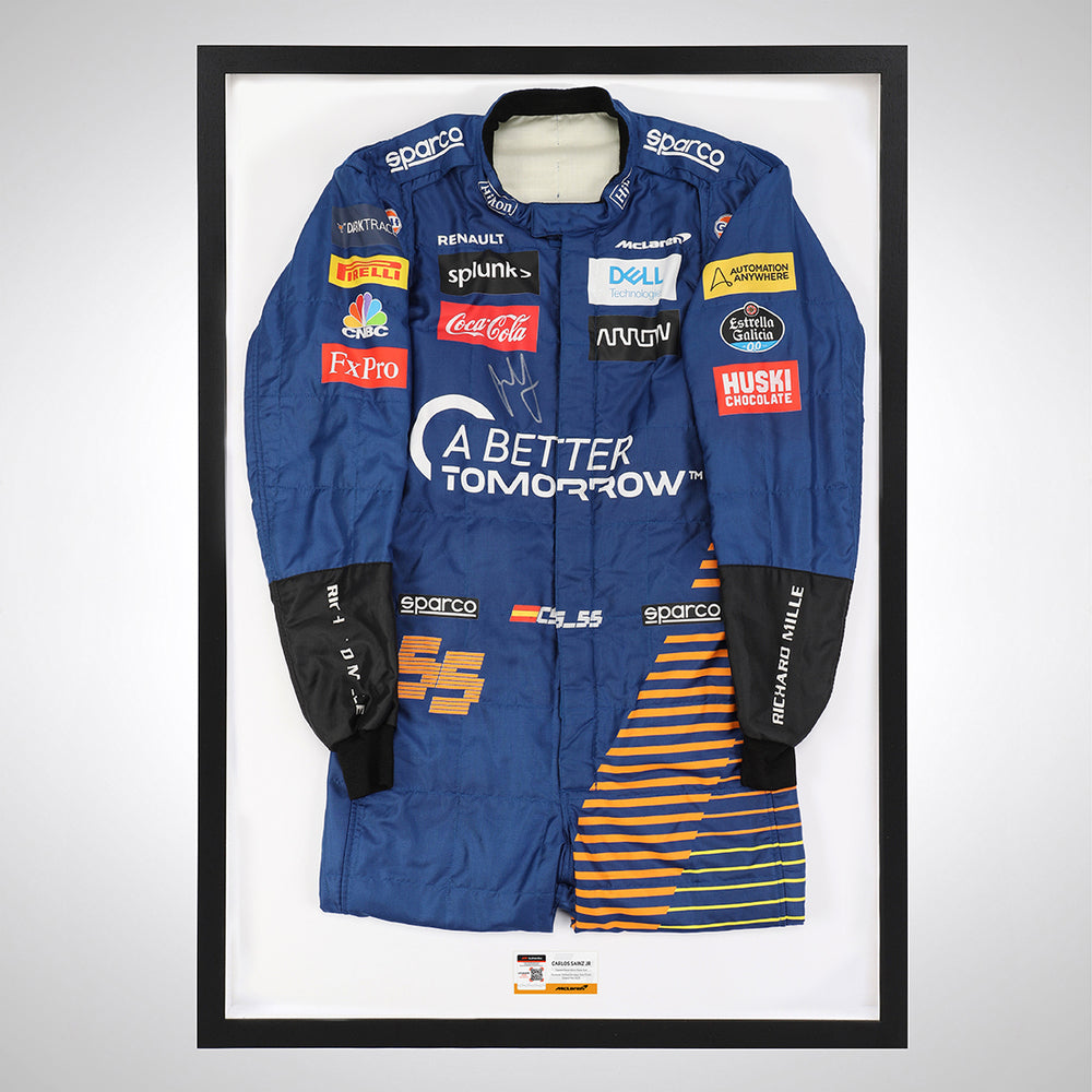 Carlos Sainz 2020 Framed Signed Race-worn Race Suit - Abu Dhabi GP