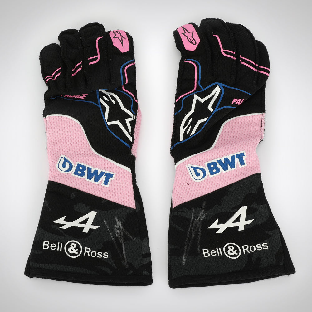 Pierre Gasly Signed 2023 Race Weekend Used BWT Alpine F1 Team X Palace Race Gloves - Las Vegas GP Special Edition