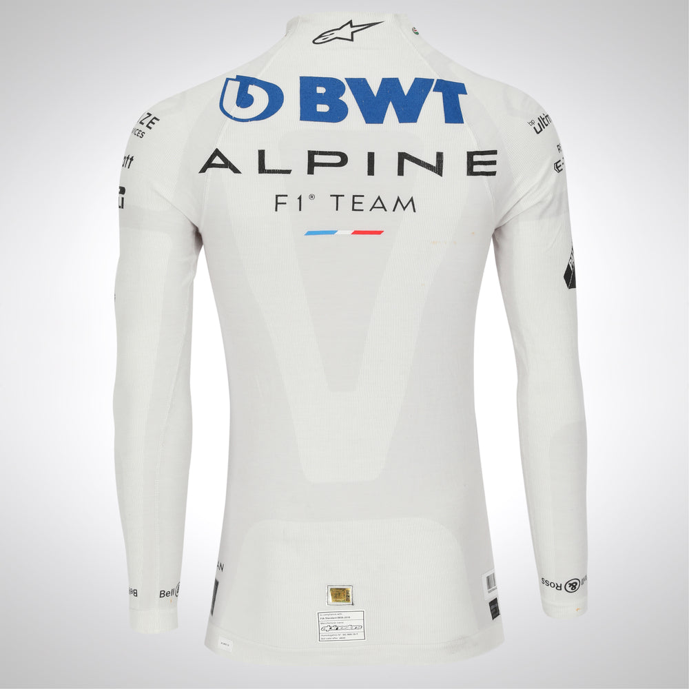 Esteban Ocon Signed 2023 Race Used BWT Alpine F1 Team X Palace Nomex - Las Vegas Special Edition