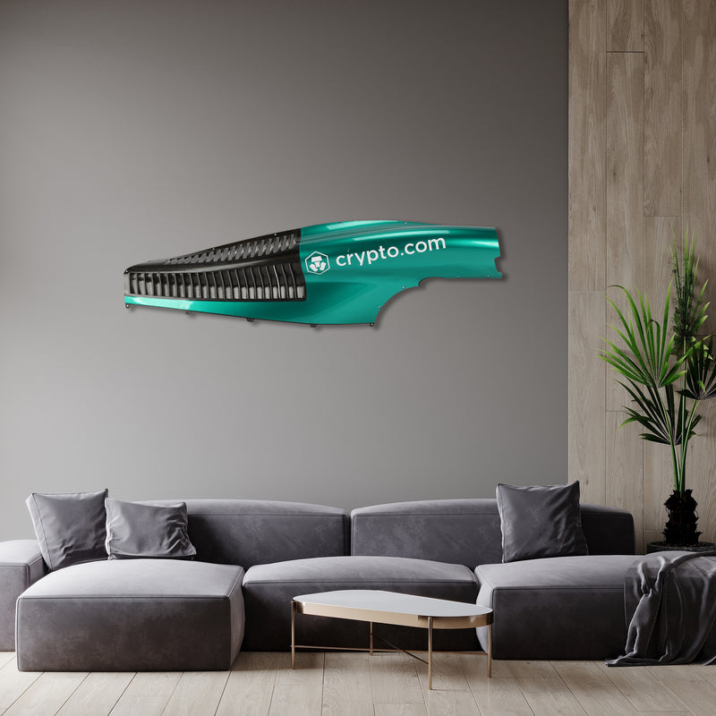 Aston Martin Aramco Cognizant Formula One Team 2023 race-used left hand cooling panel display piece