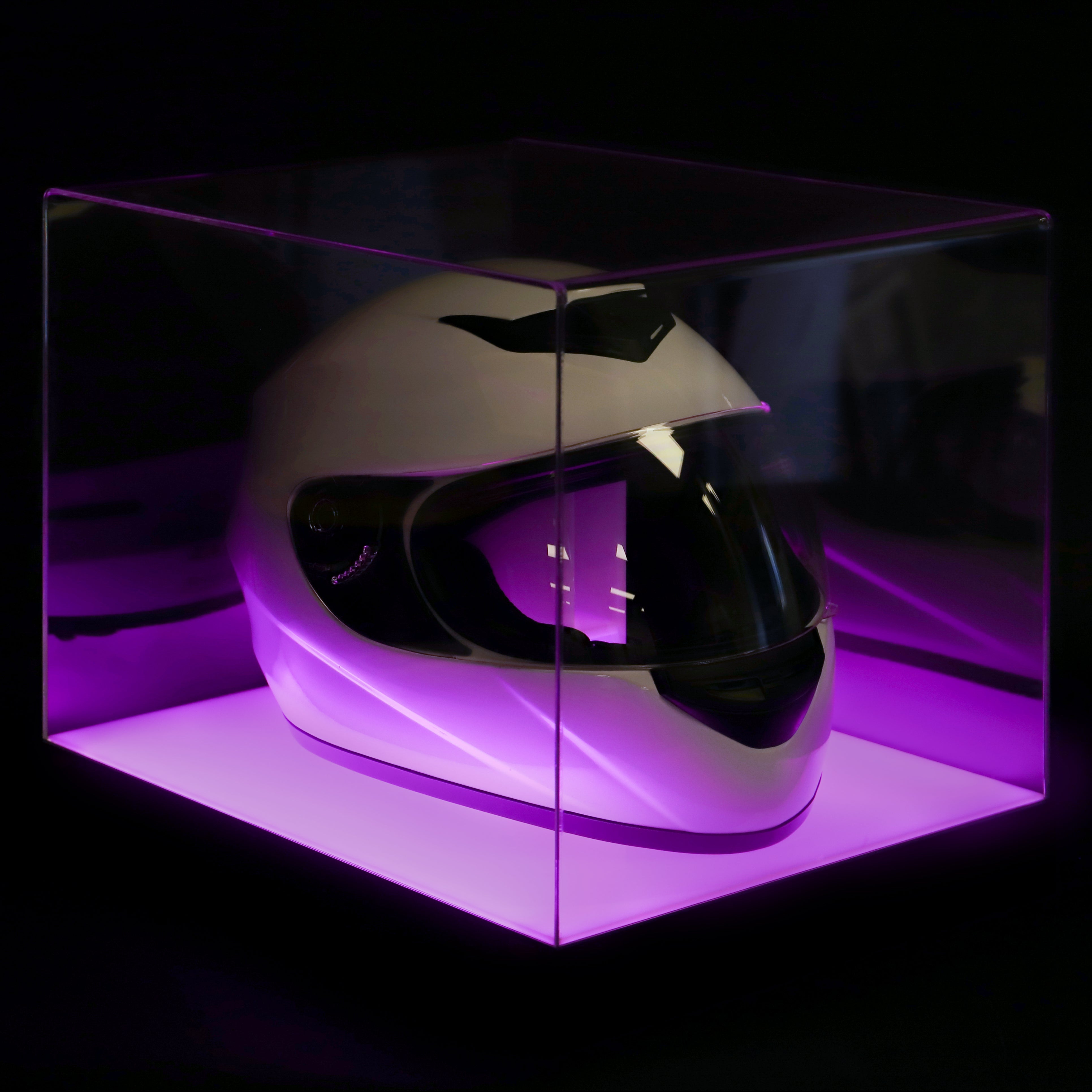 Full Size Helmet Display Case With LED Colour Display