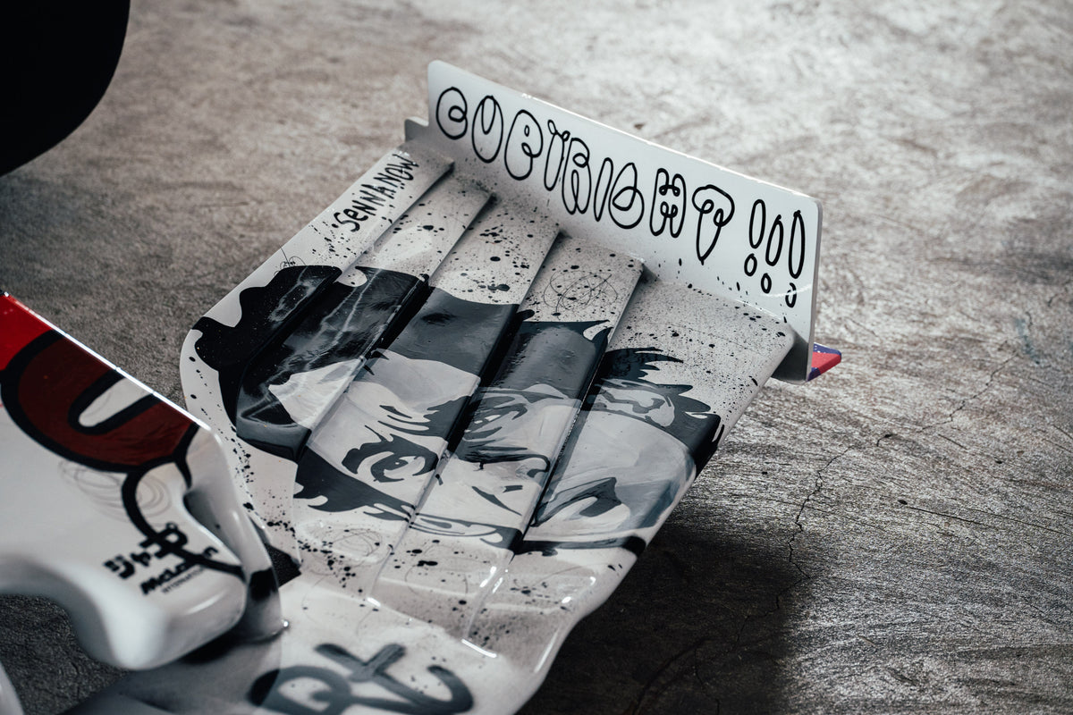 Ayrton Senna tribute art show car, full-size motorsport display vehicle with bespoke artistic livery for exhibitions and collectors