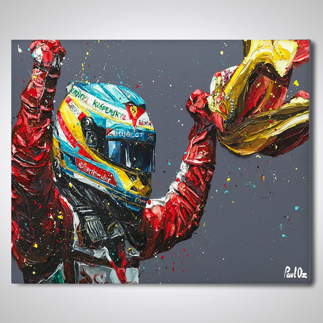 Fernando Alonso 2013 Spanish GP 'Win' Hand Embellished Artwork - Paul Oz