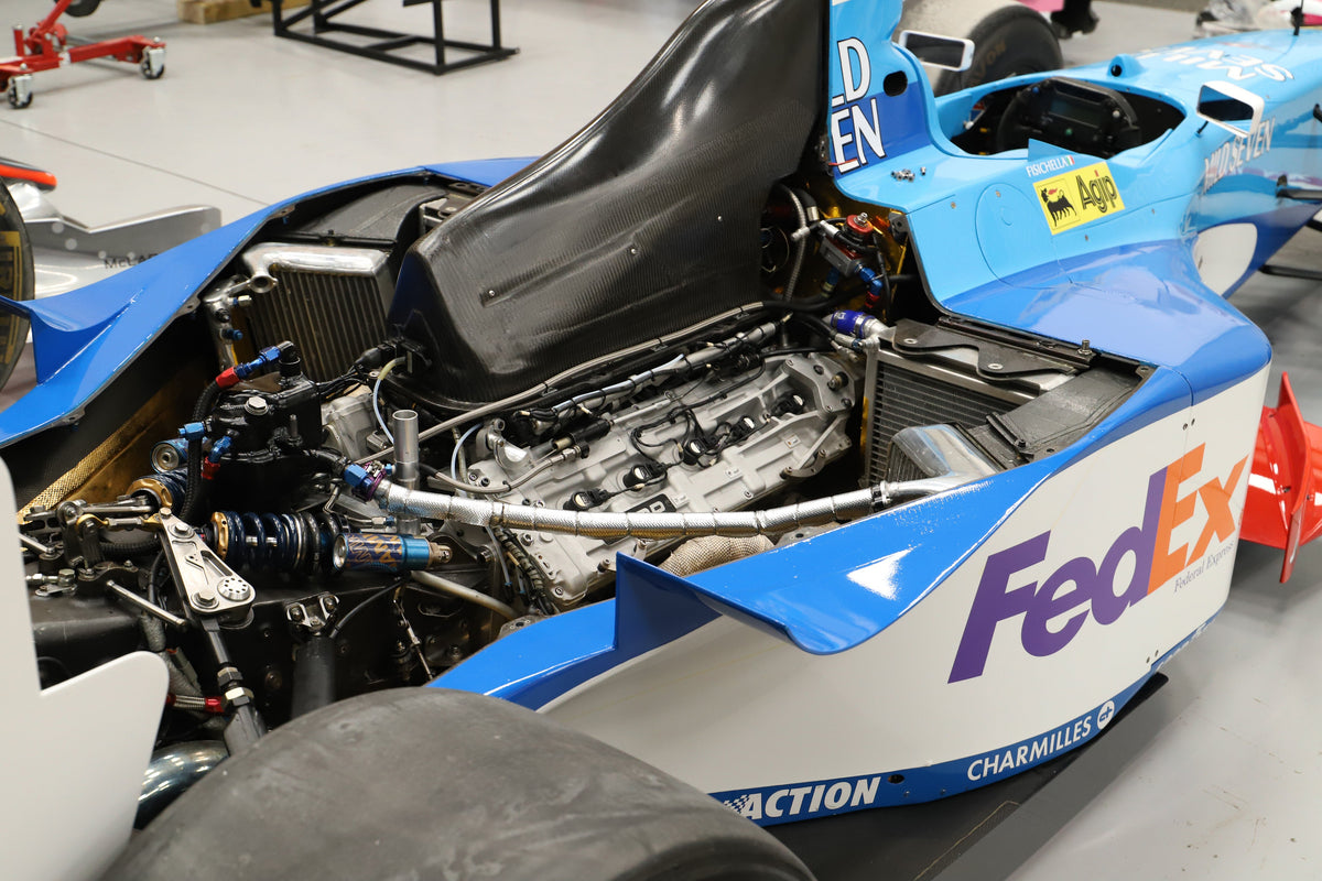 Benetton B198 1998 Formula 1 race car equipped with a Judd GV 4.2 engine, authentic motorsport collector piece