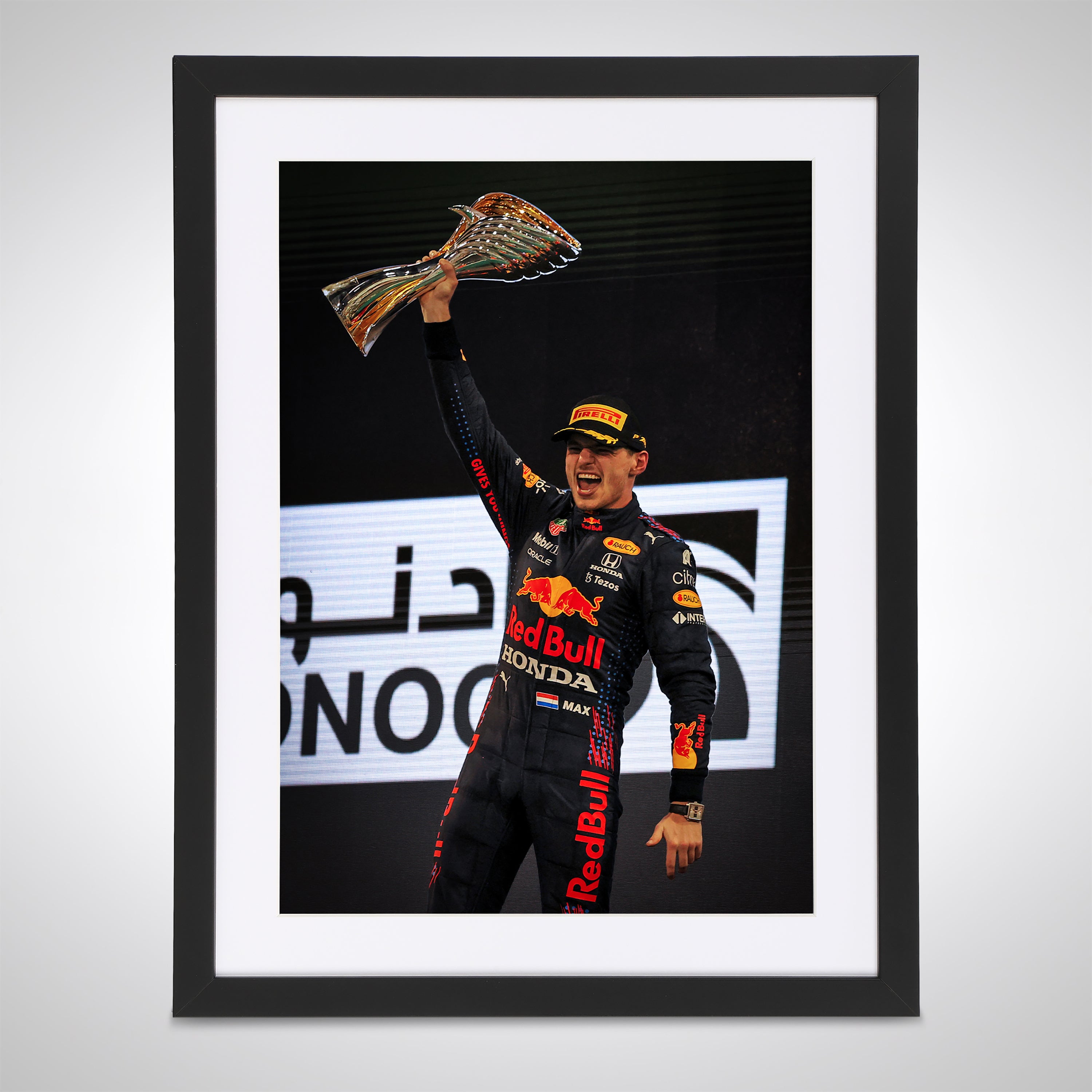 Max Verstappen 2021 'World Champion Podium Trophy' Print - Abu Dhabi GP
